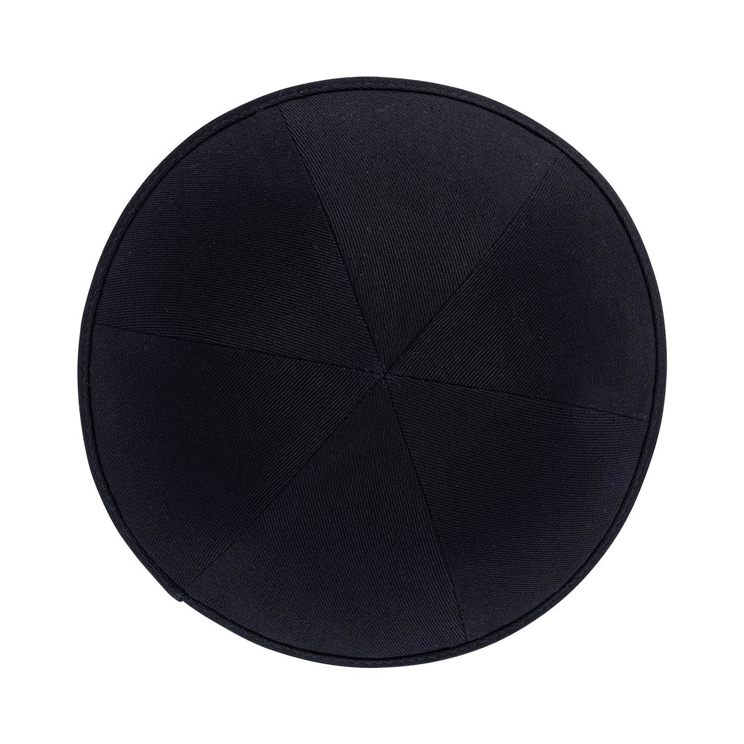 Black Cotton Kippah - side view showing six-panel design