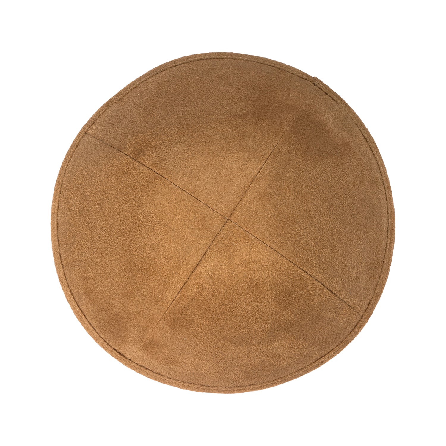 Camel Suede Kippah - side view showing six-panel design