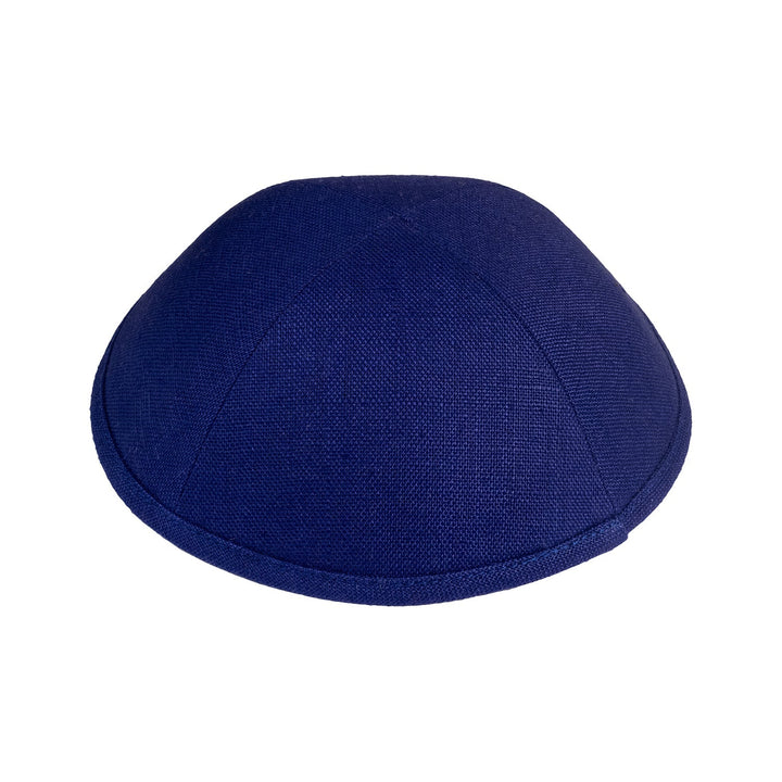 Royal Blue Linen Kippah / Yarmulke