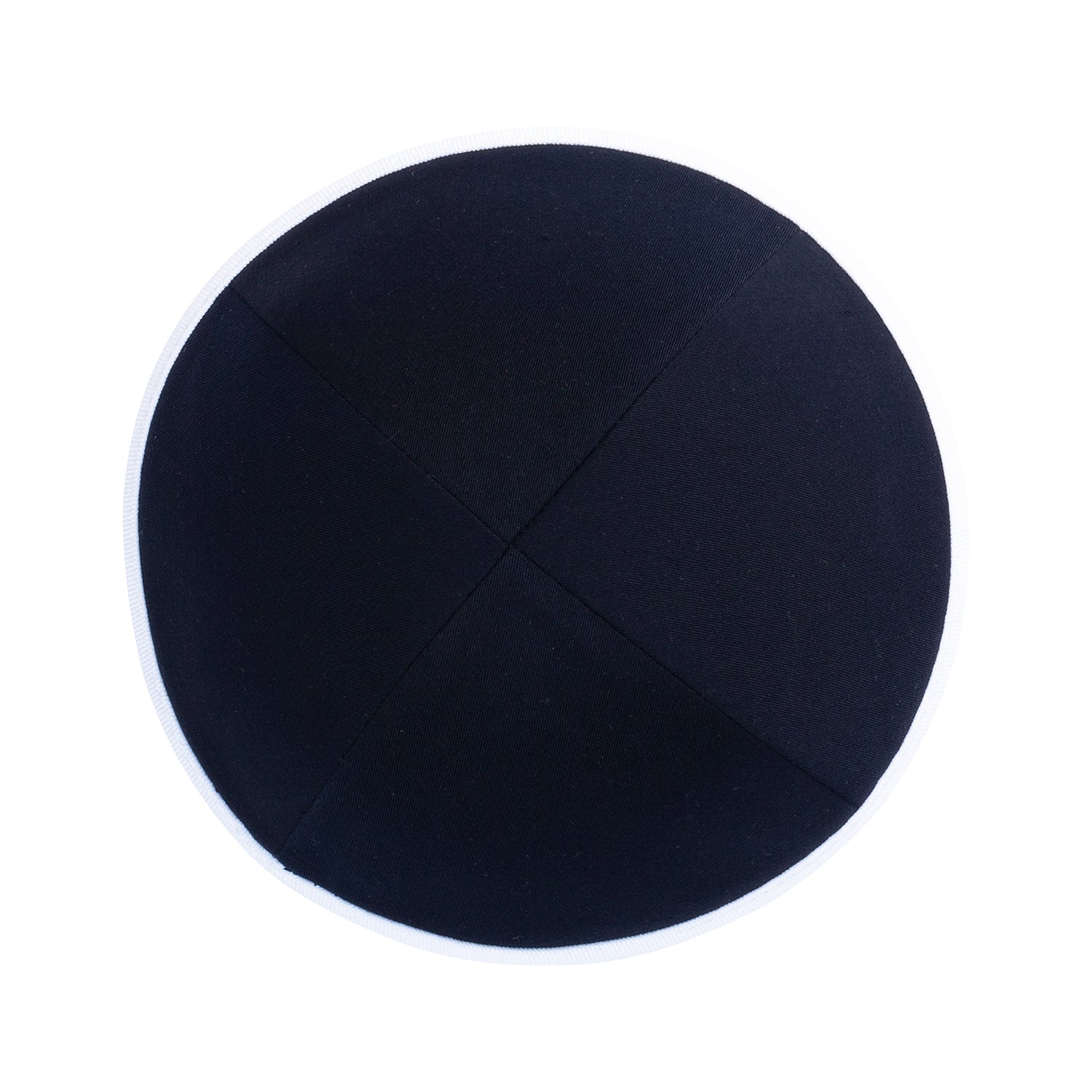 Navy Yarmulka Kippah - showing rim trim, six-panel construction