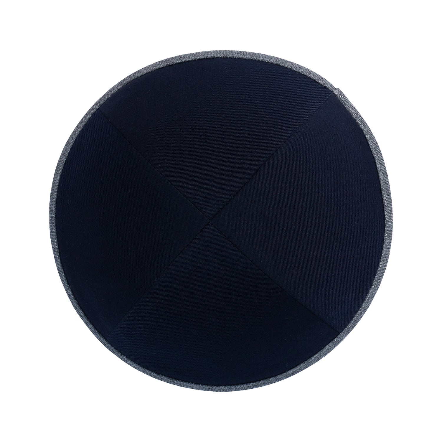 Navy Yarmulka Kippah - showing rim trim, six-panel construction