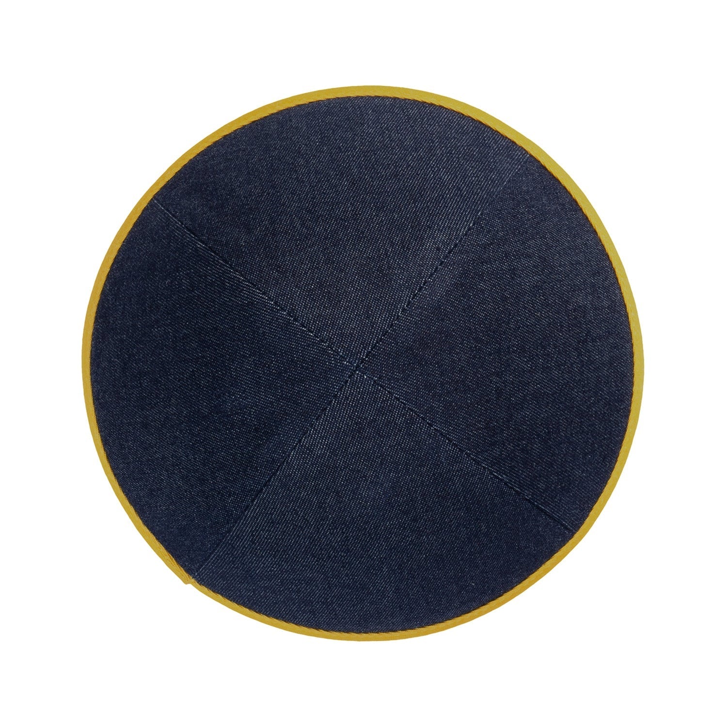 Navy Denim Kippah - showing rim trim, six-panel construction