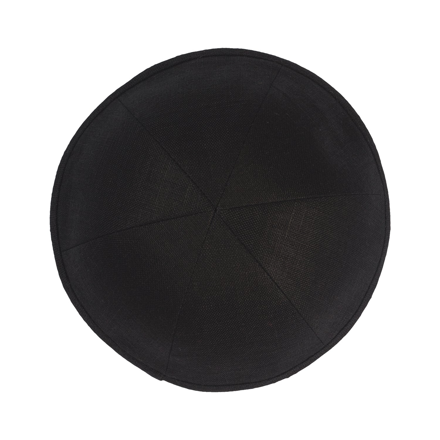 Black Linen Kippah - side view showing six-panel design