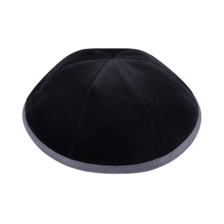 Navy Velvet Kippah – Slate Rim 6 Panel Yarmulke