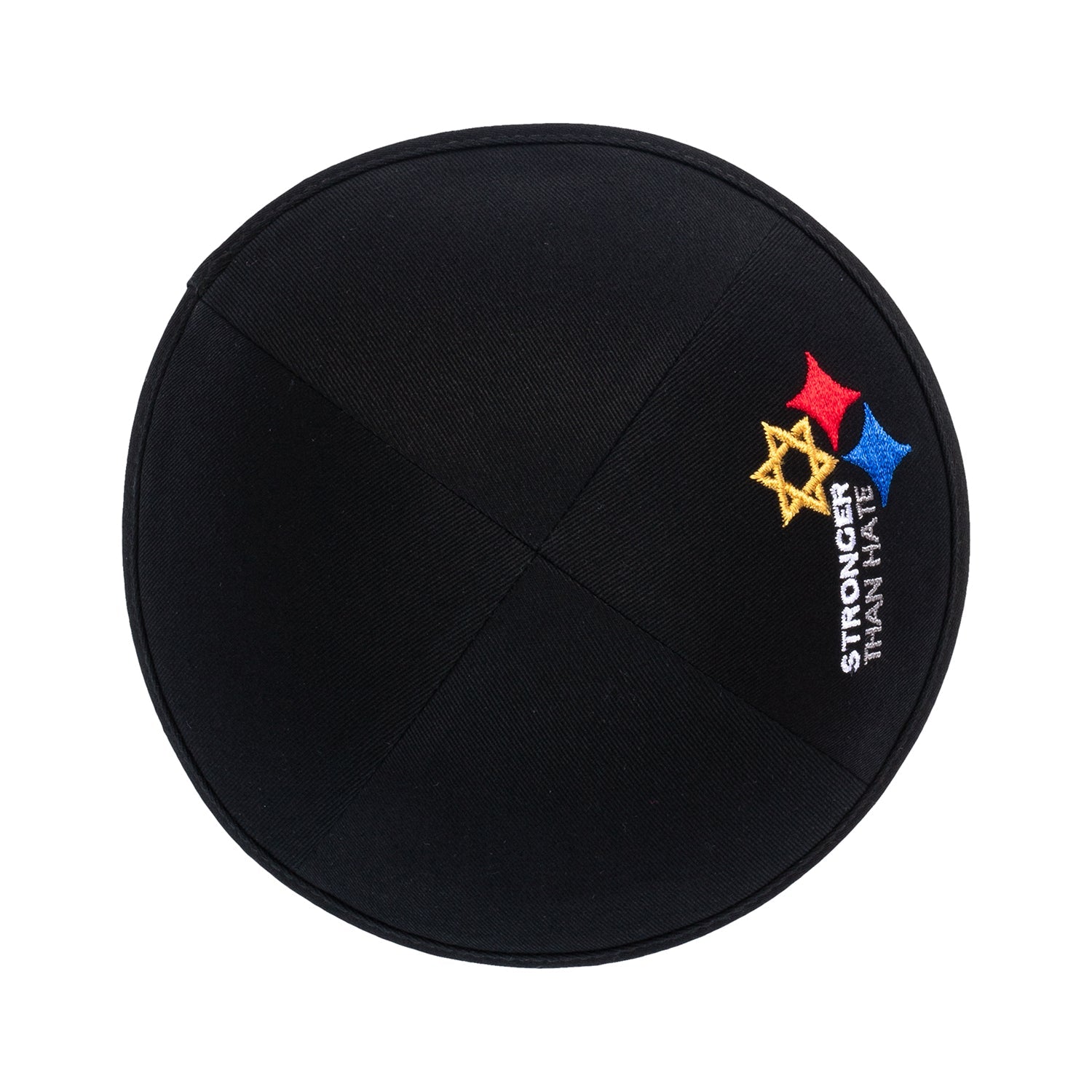Yarmulka Kippah - side view showing six-panel design