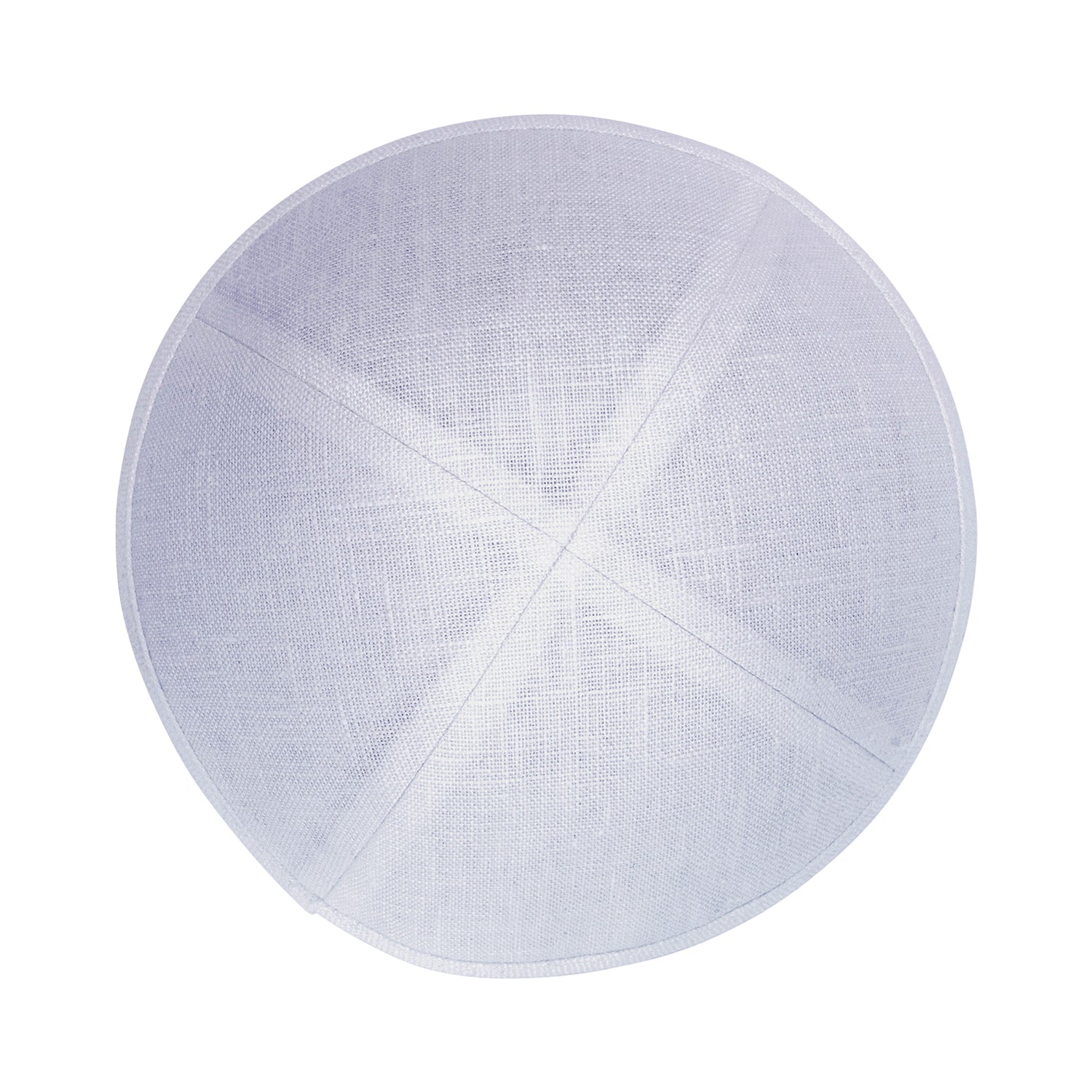 White Linen Kippah - side view showing six-panel design