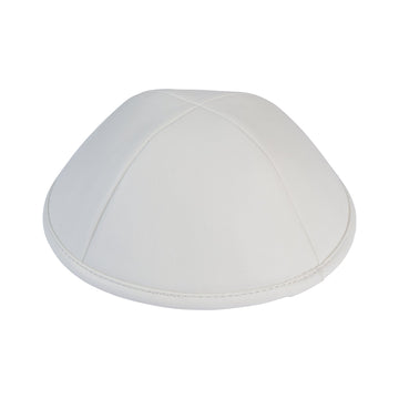 White Leather Kippah for Shabbos - iKippah by Judaica Square
