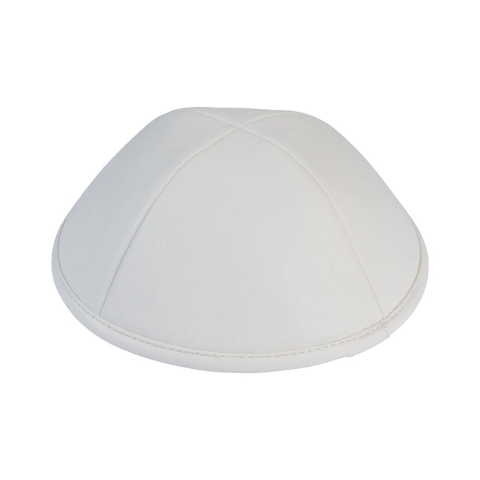White Leather Kippah for Shabbos - iKippah by Judaica Square