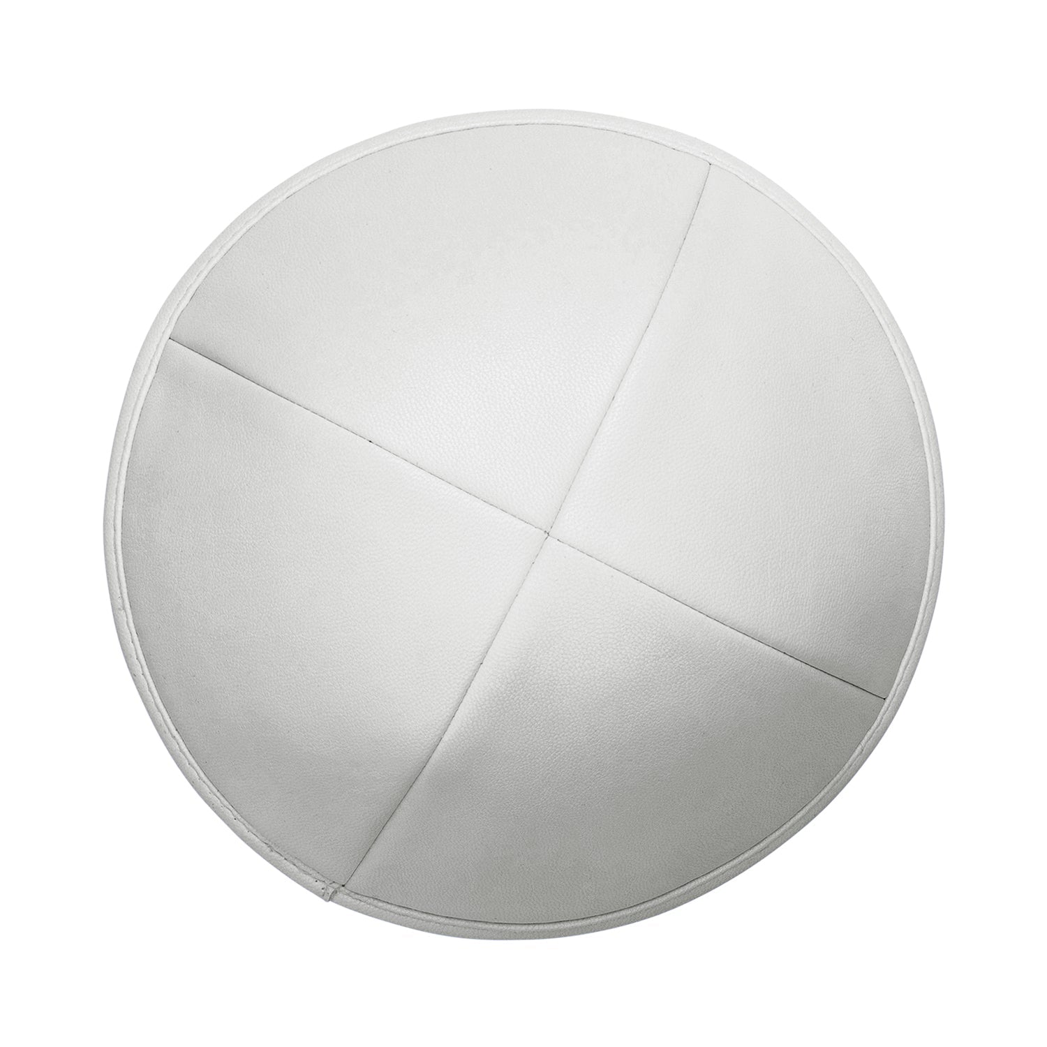 White Leather Kippah - side view showing six-panel design