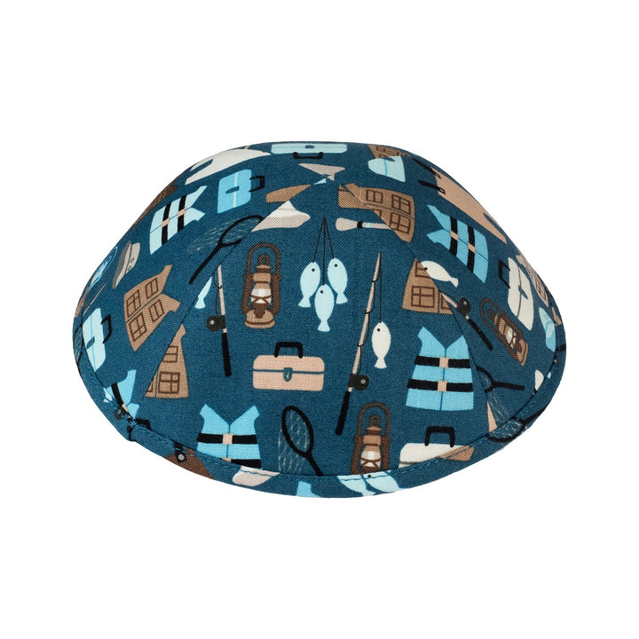 Gone Camping Kippah – Blue Cotton Yarmulke