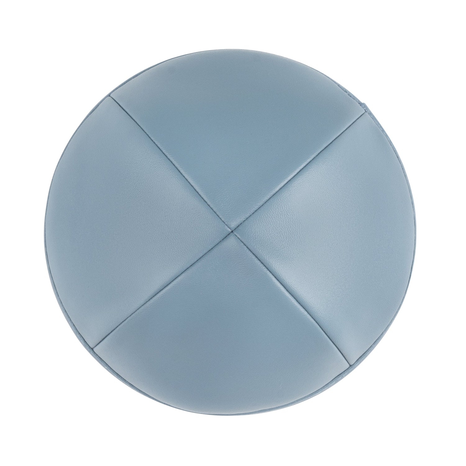 Blue Leather Kippah - side view showing six-panel design