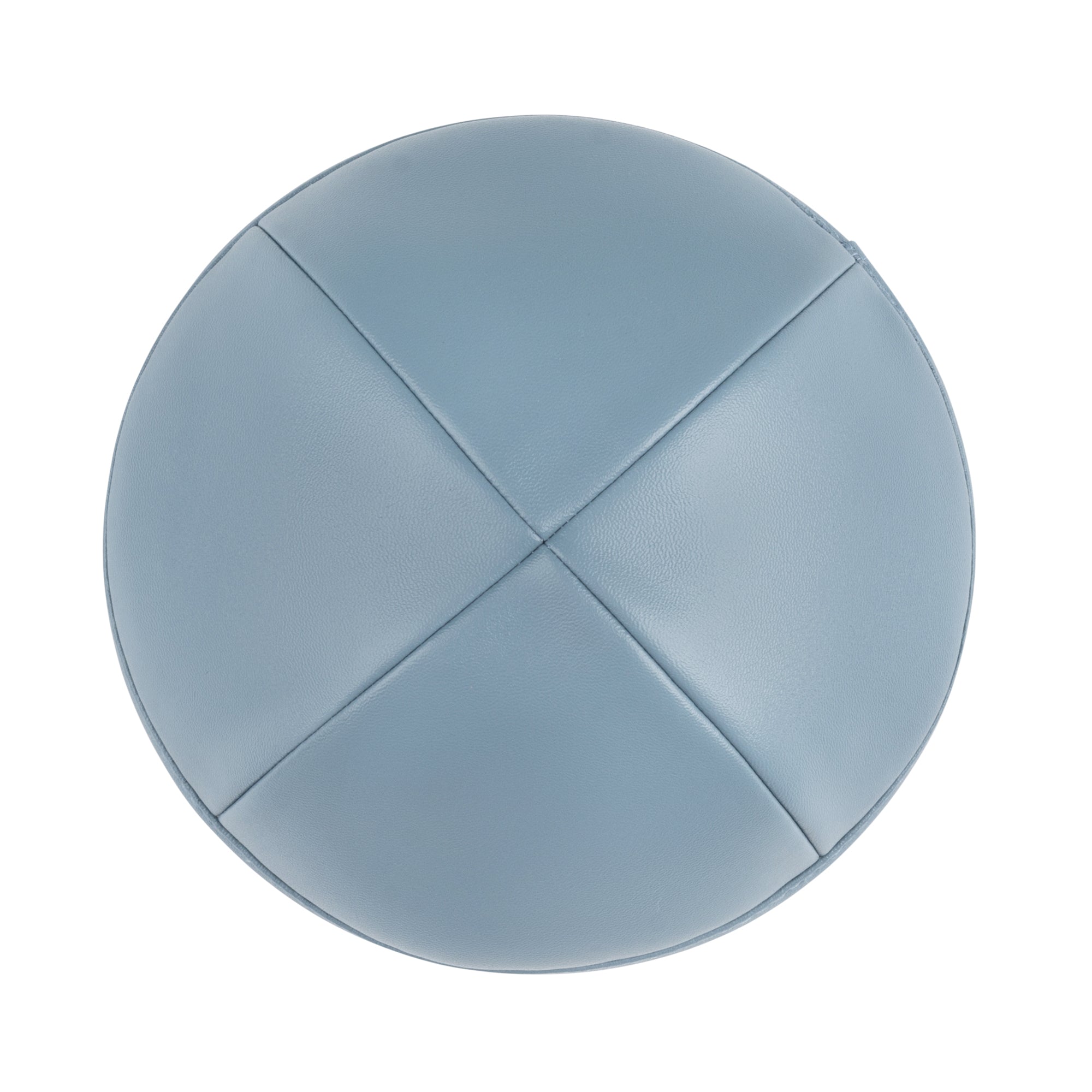 Blue Leather Kippah - side view showing six-panel design