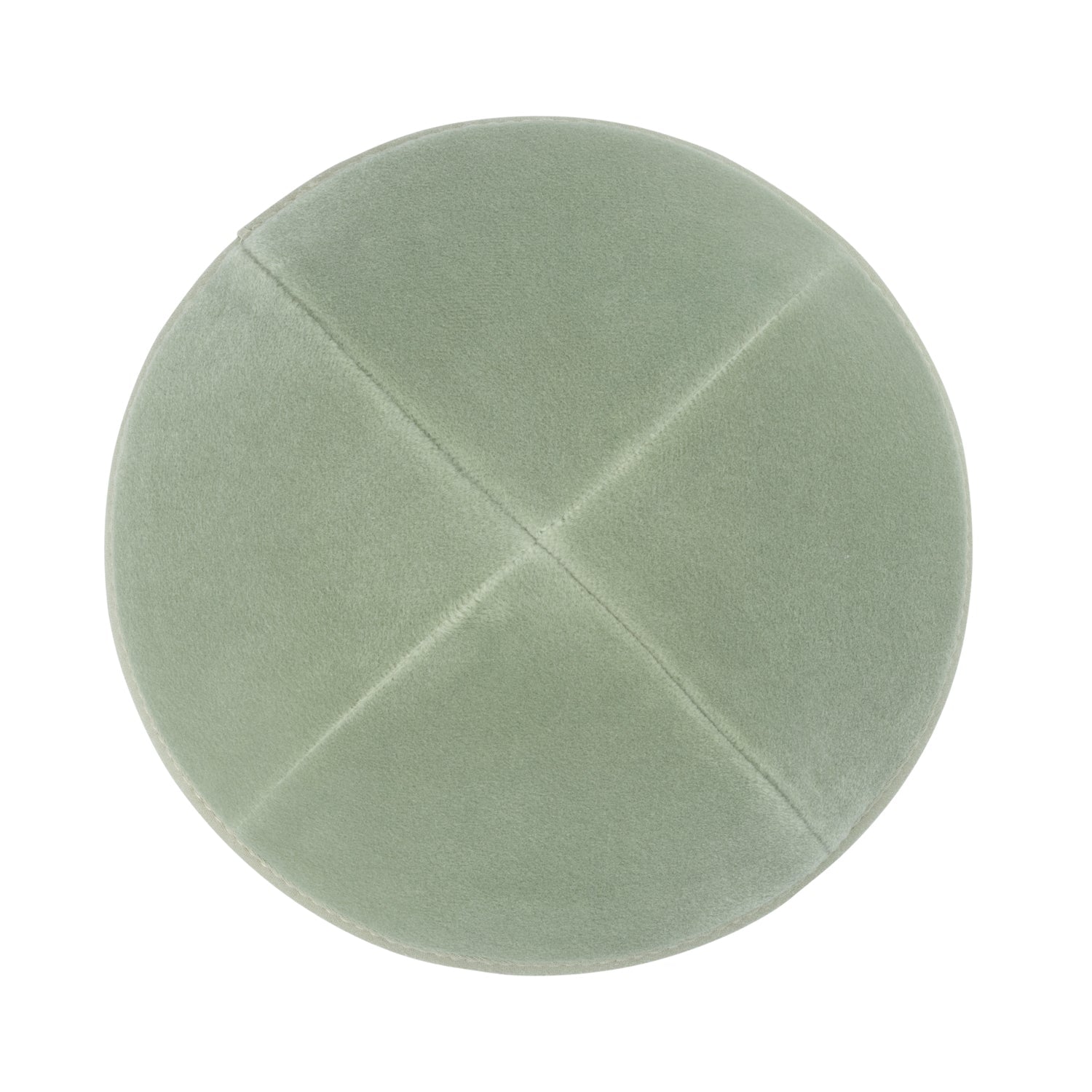 Sage Velvet Kippah - side view showing six-panel design