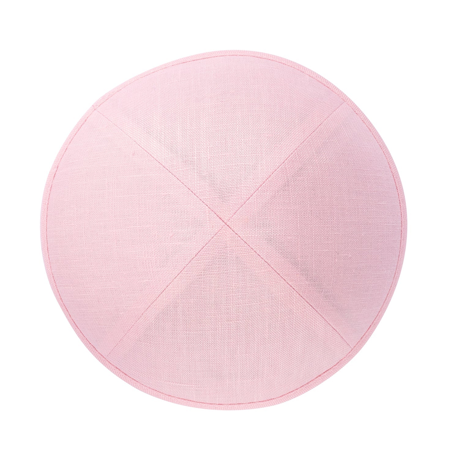 Pink Linen Kippah - side view showing six-panel design