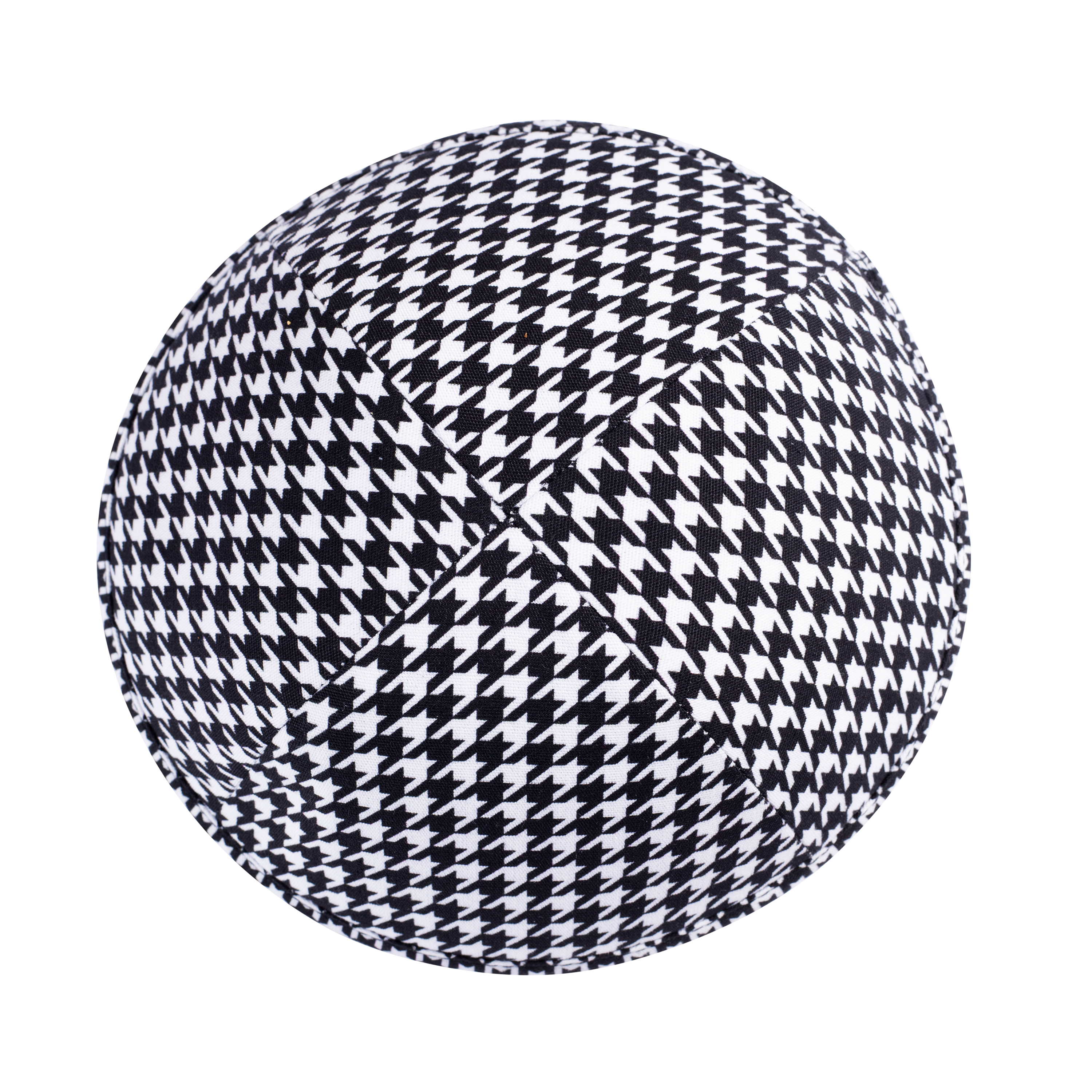 Black Cotton Kippah - side view showing six-panel design
