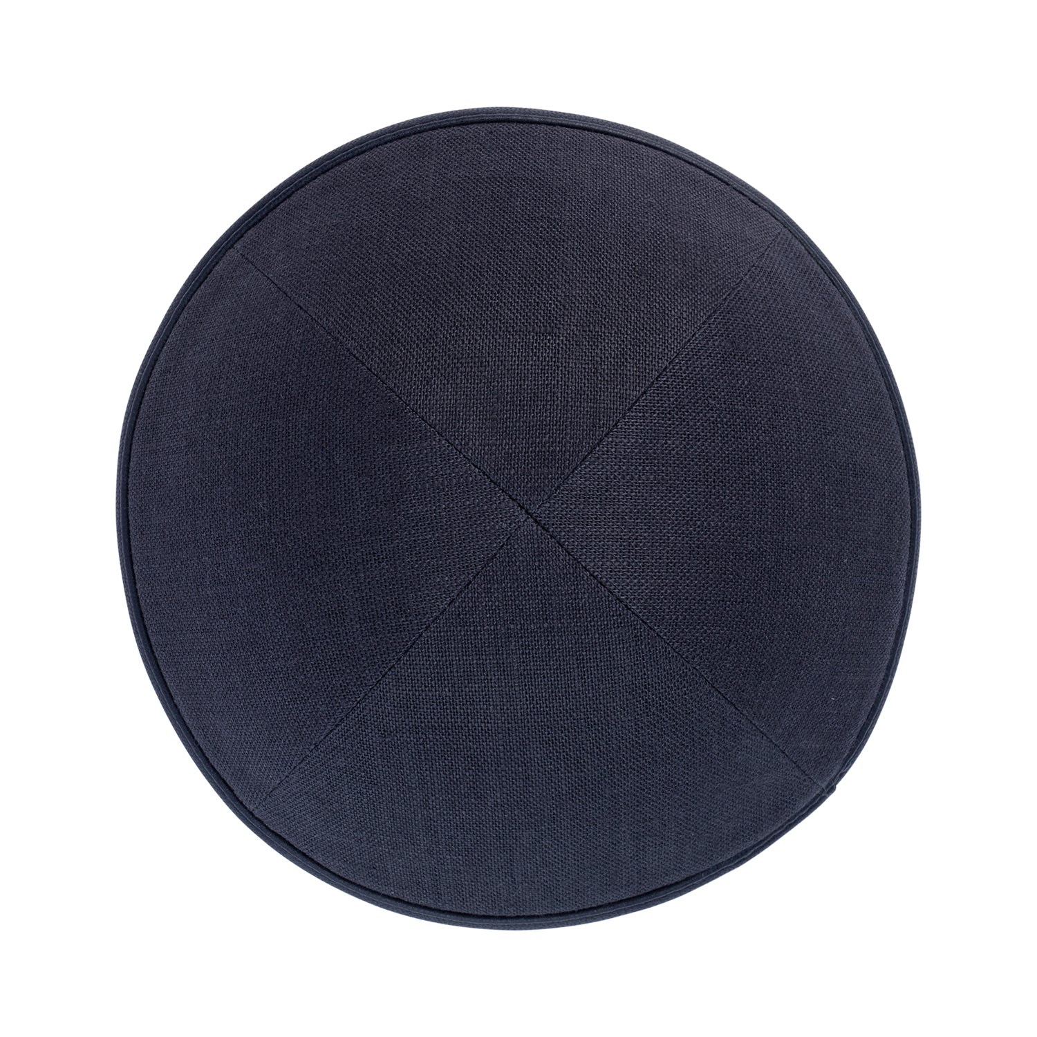 Gray Linen Kippah - showing rim trim, six-panel construction