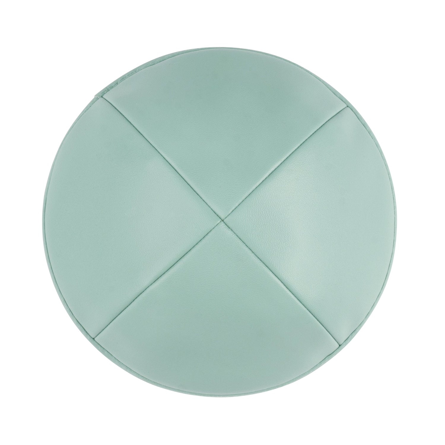 Mint Leather Kippah - side view showing six-panel design