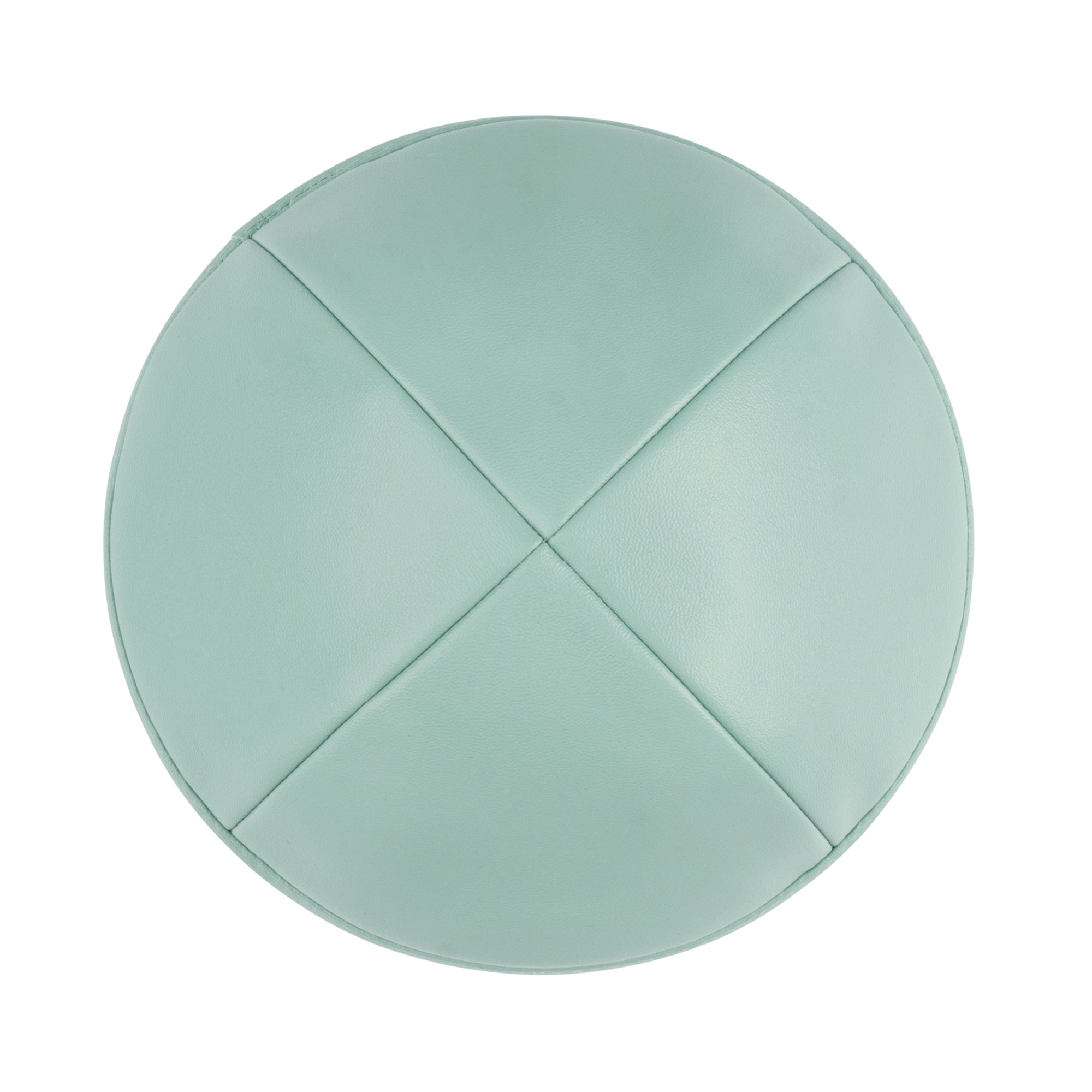 Mint Leather Kippah - side view showing six-panel design
