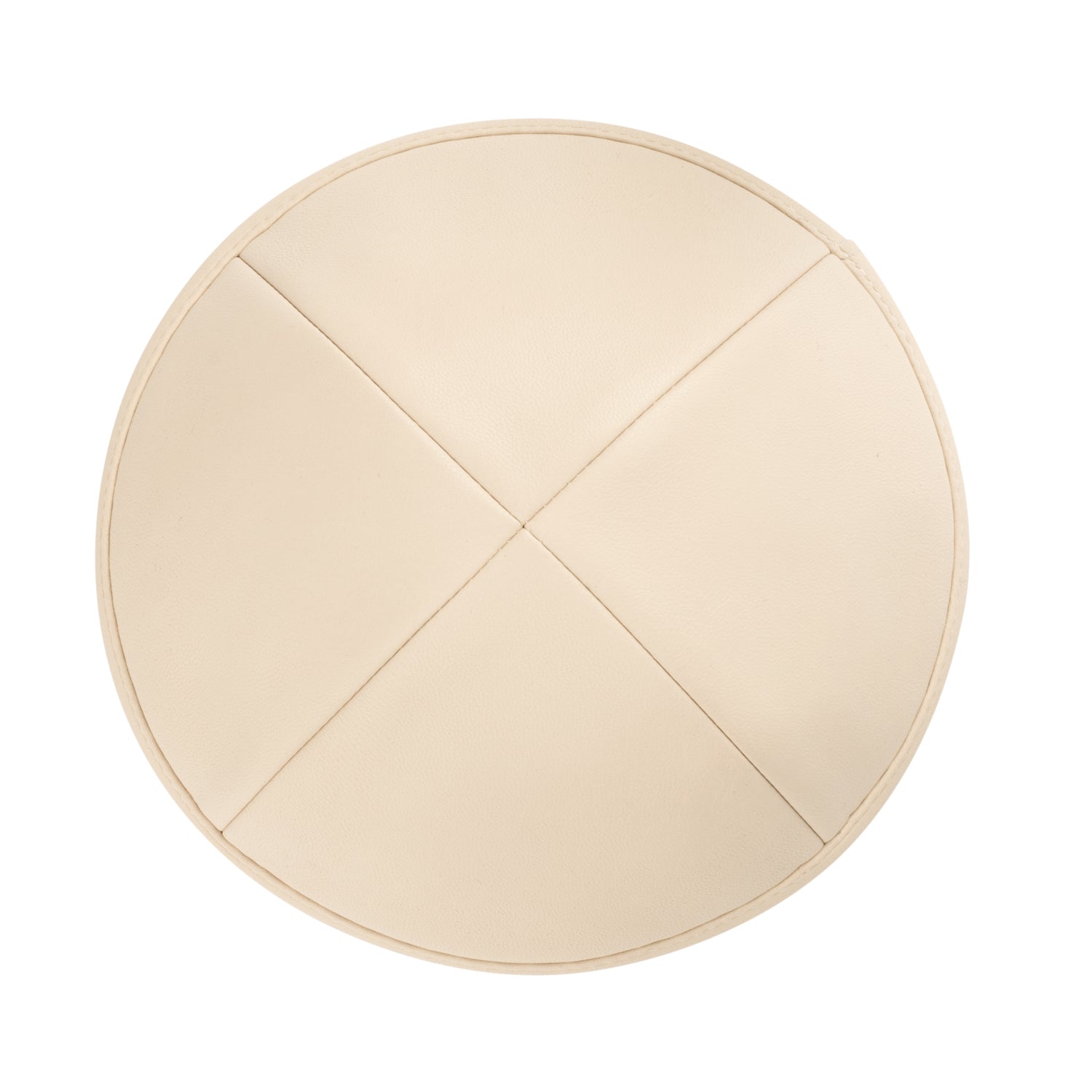 Tan Leather Kippah - side view showing six-panel design