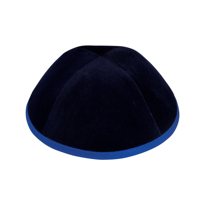 Navy Velvet Kippah – Blue Rim Yarmulke