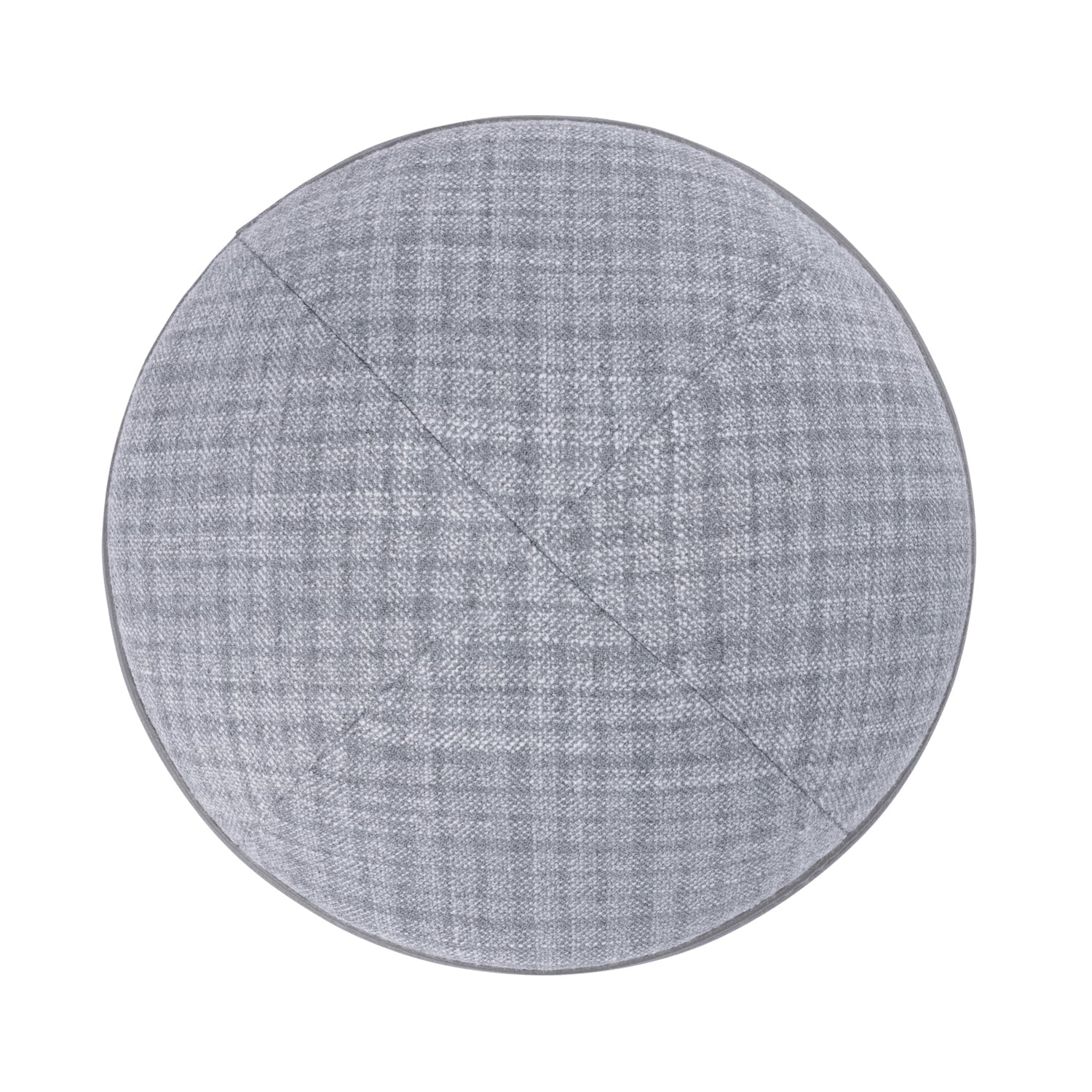 Gray Leather Kippah - showing rim trim, six-panel construction