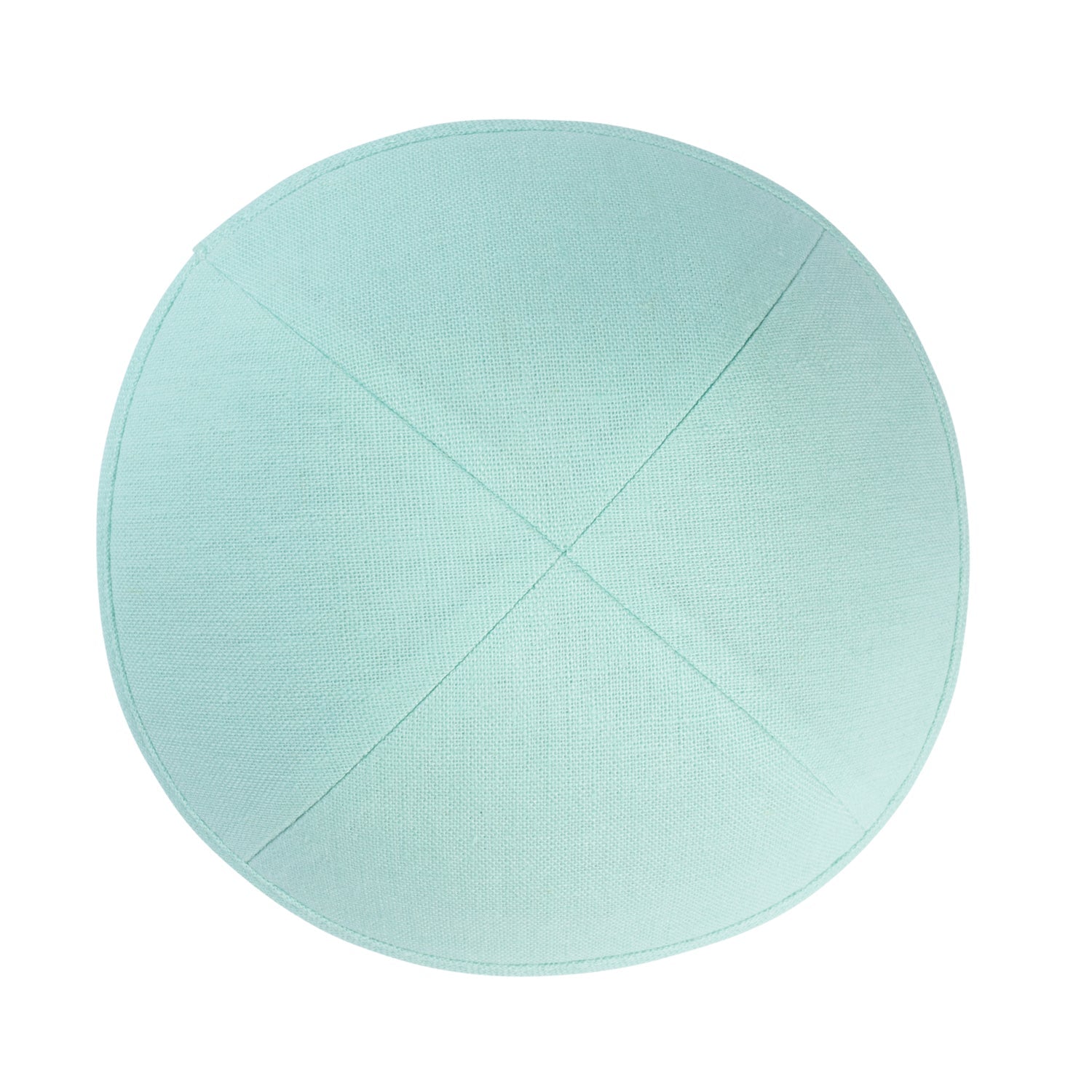 Mint Linen Kippah - side view showing six-panel design