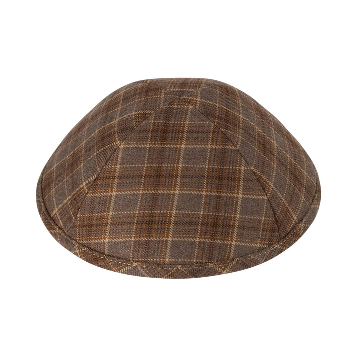 Box Plaid Kippah – Brown Camel Suiting Yarmulke