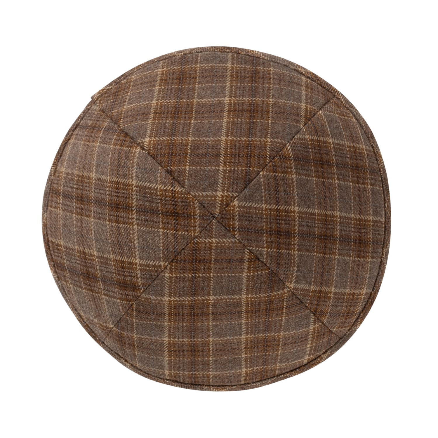 Brown Yarmulka Kippah - side view showing six-panel design