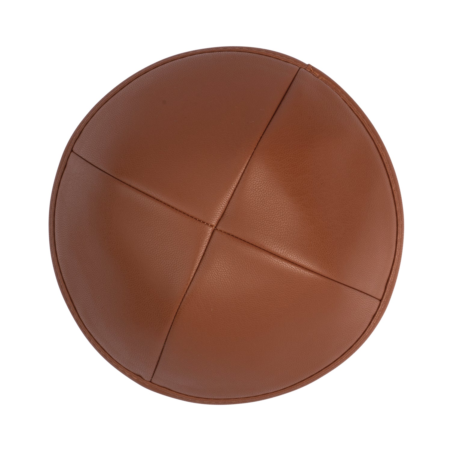 Camel Leather Kippah - side view showing six-panel design