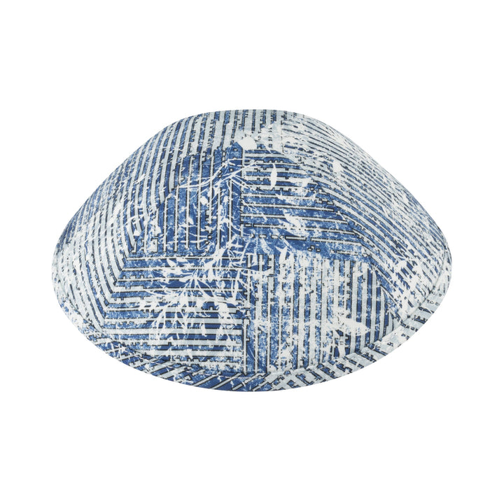 Blue Striped Kippah – Floral Print Yarmulke