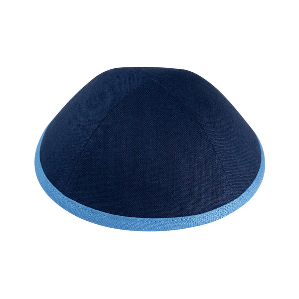 Navy Linen Kippah - iKippah by Judaica Square