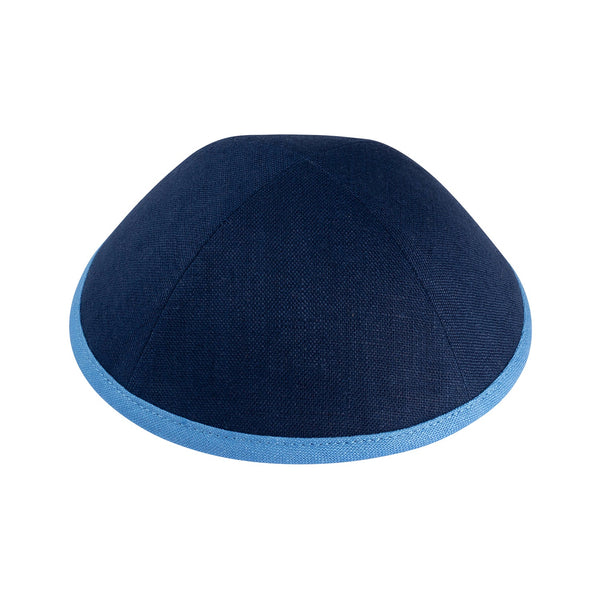 Navy Linen Kippah - iKippah by Judaica Square