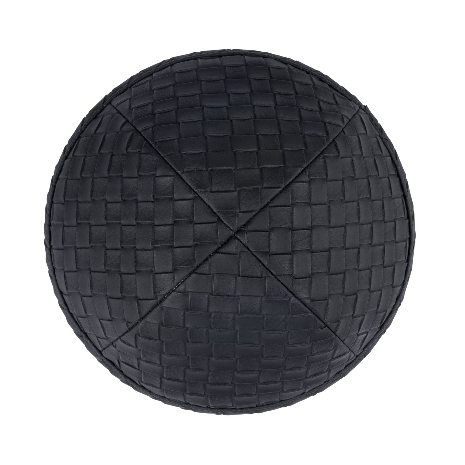 Leather Kippah - side view showing six-panel design