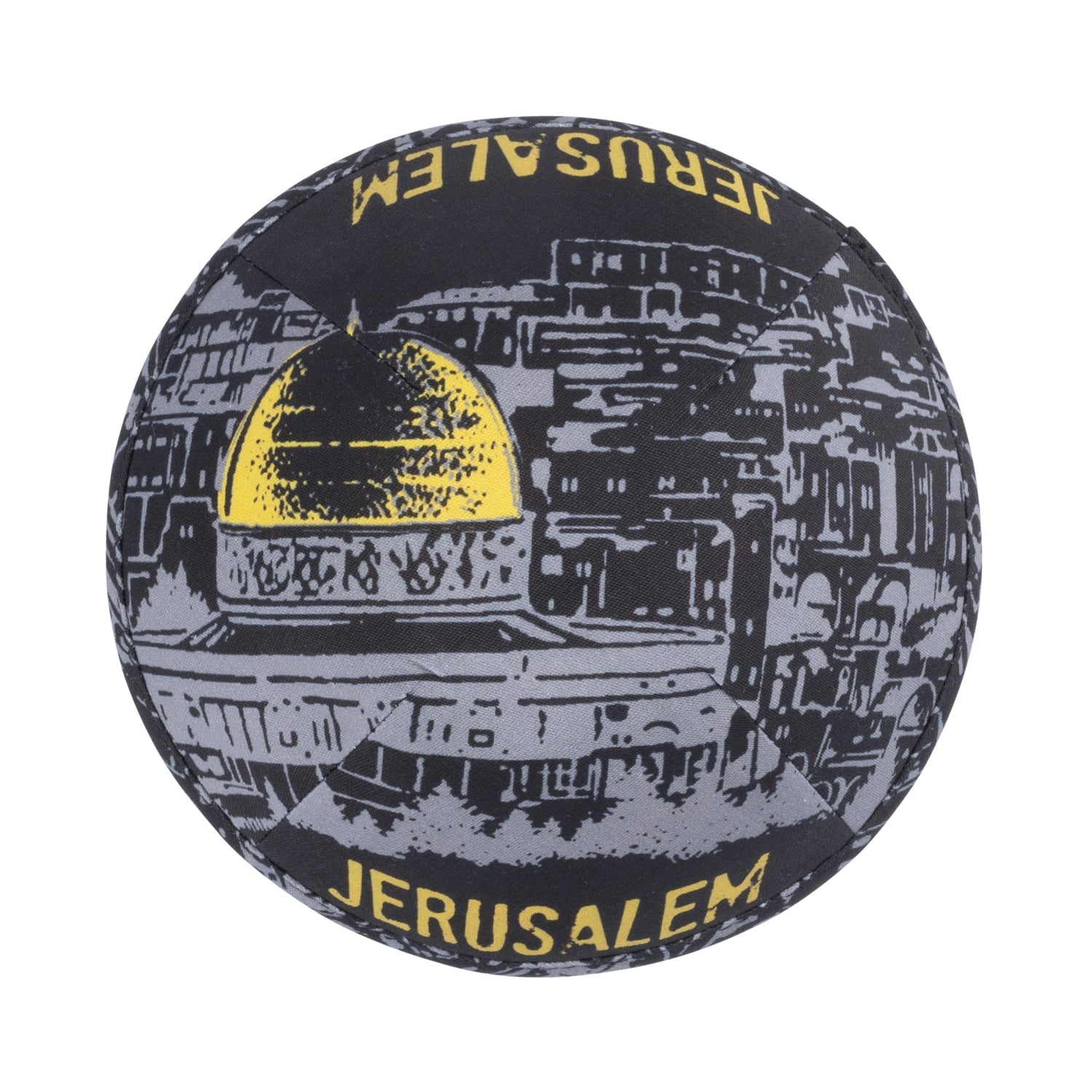Cotton Kippah - showing Israeli flag accent, six-panel construction