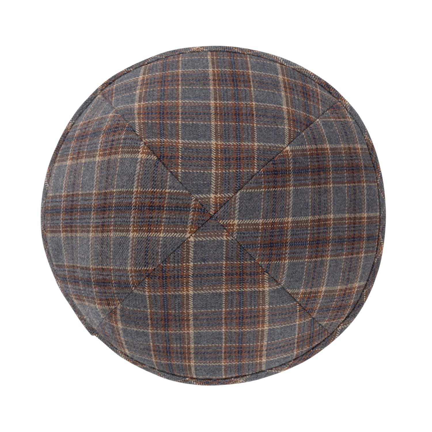 Brown Yarmulka Kippah - side view showing six-panel design