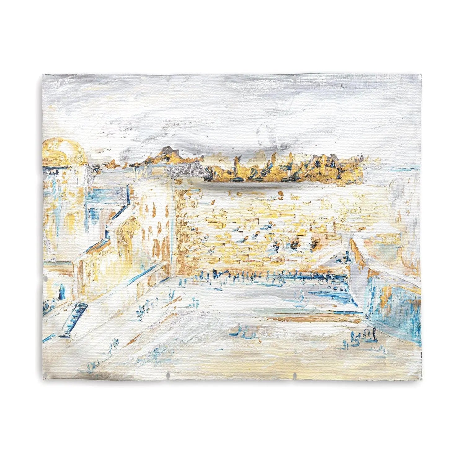 Kosel Plaza of Gray & Gold Vinyl Sukkah Decoration — Painted Vinyl Sukkah Decoration | Judaica Square Lakewood