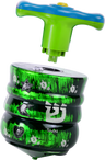 Green laser light up dreidel with a T handle and a Shin on the body