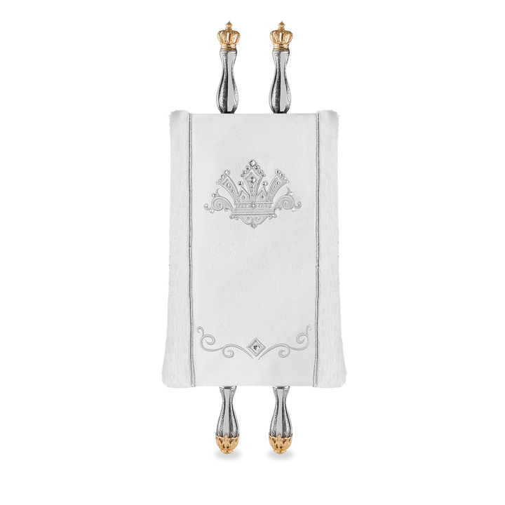 Leather and Fur Torah Mantle - style #345 - White