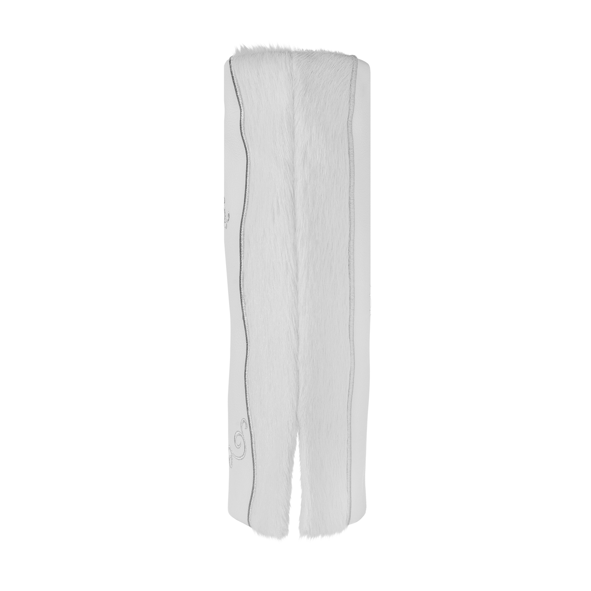 Leather and Fur Torah Mantle, style 345, White — back view