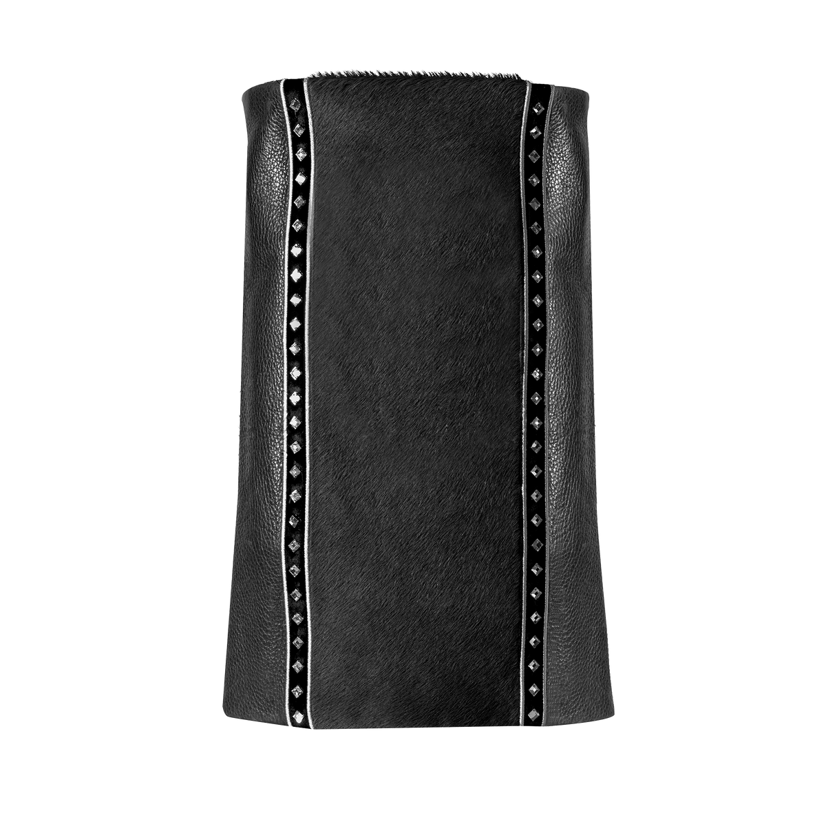 Leather and Fur Torah Mantle, style 348, Black — back view