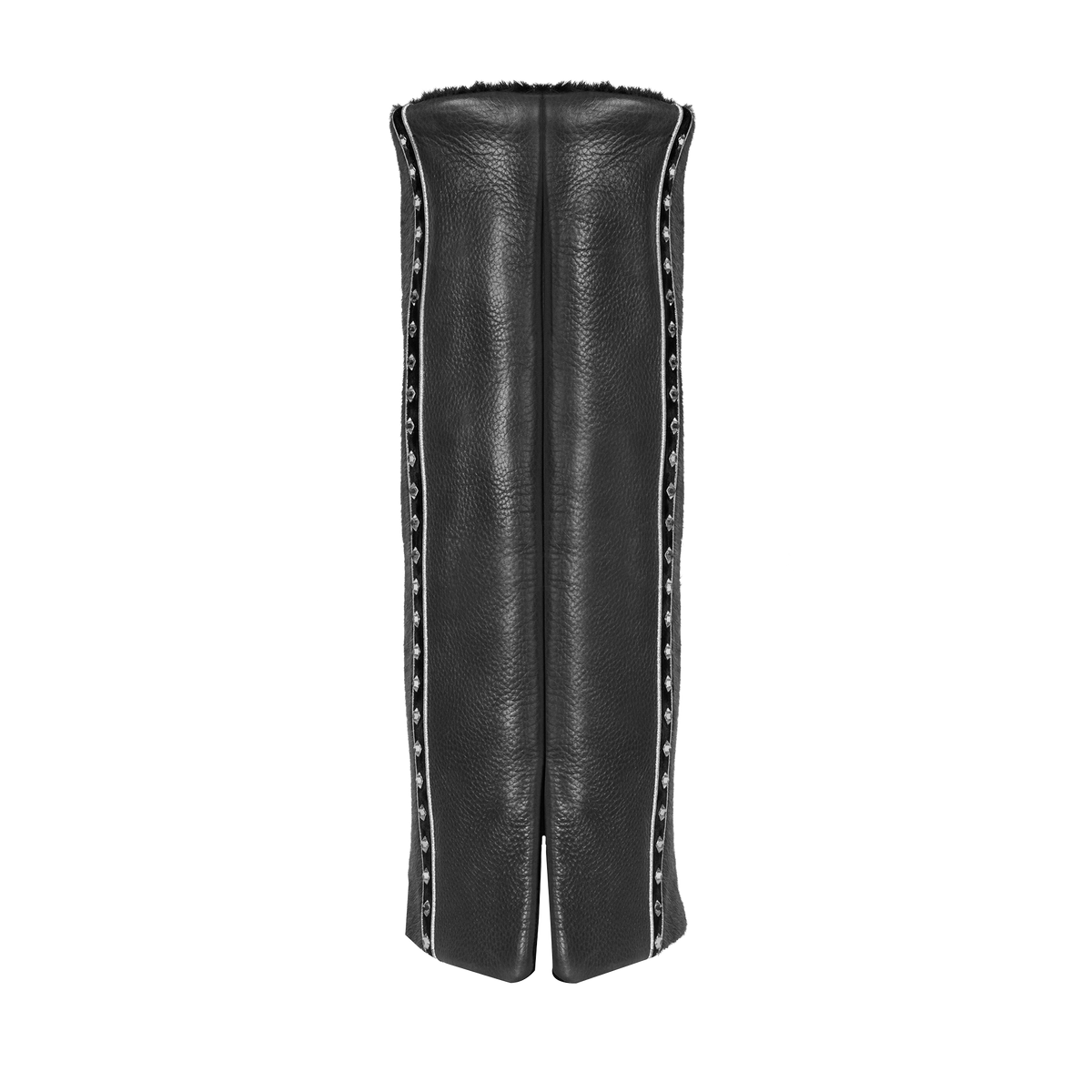 Leather and Fur Torah Mantle, style 348, Black — side view