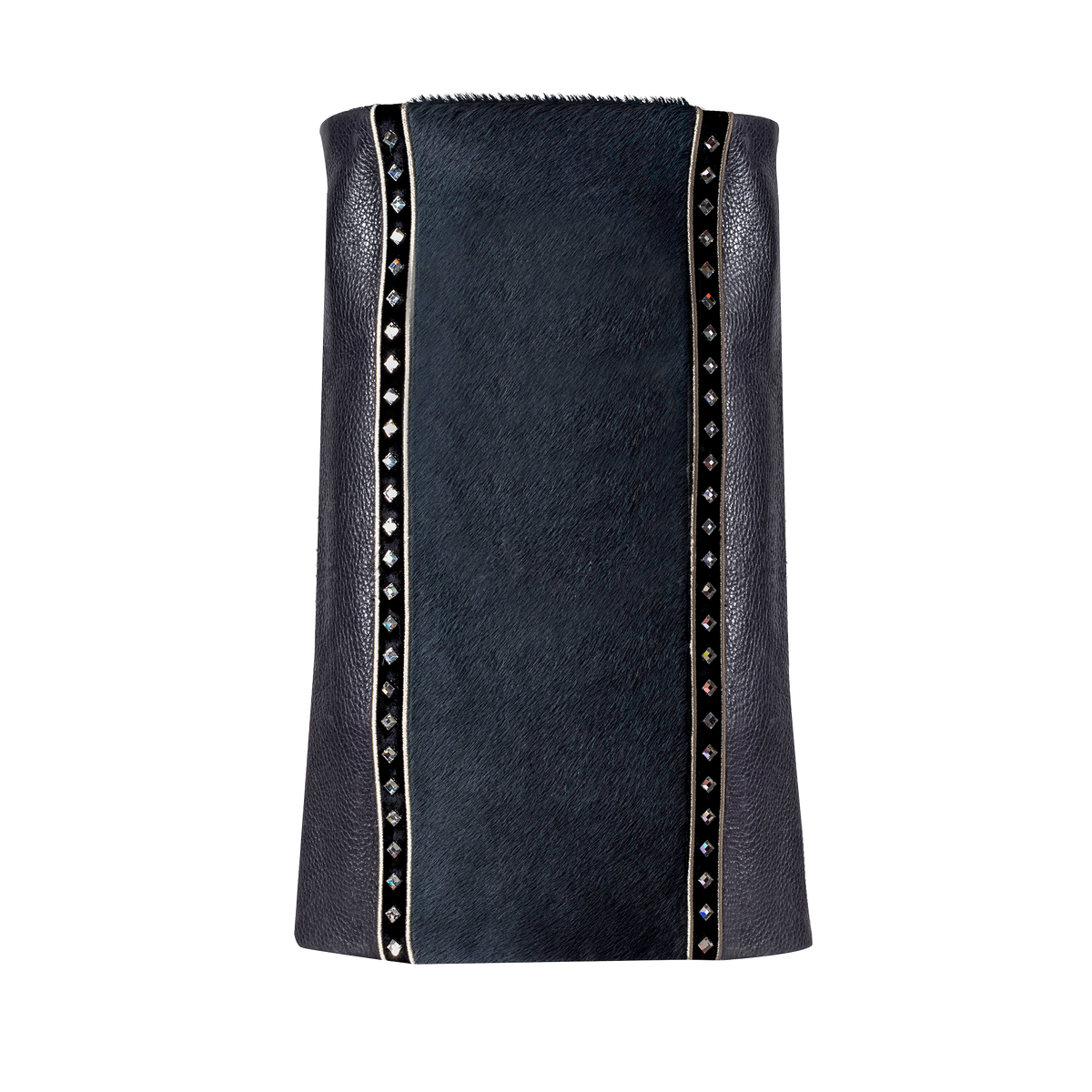 Leather and Fur Torah Mantle, style 348, Grey — back view