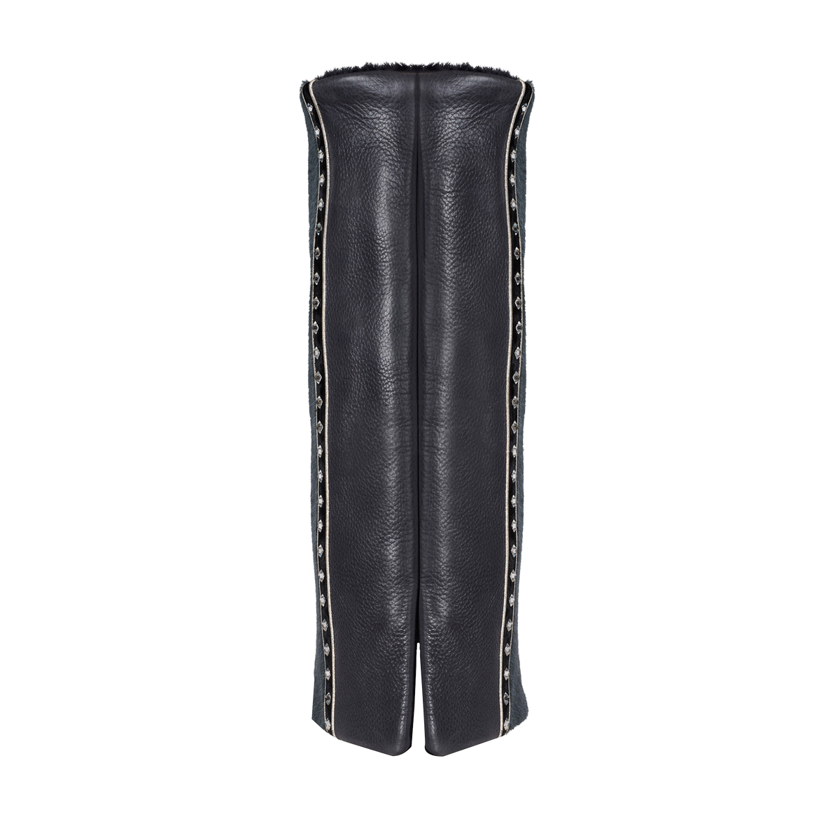 Leather and Fur Torah Mantle, style 348, Grey — side view