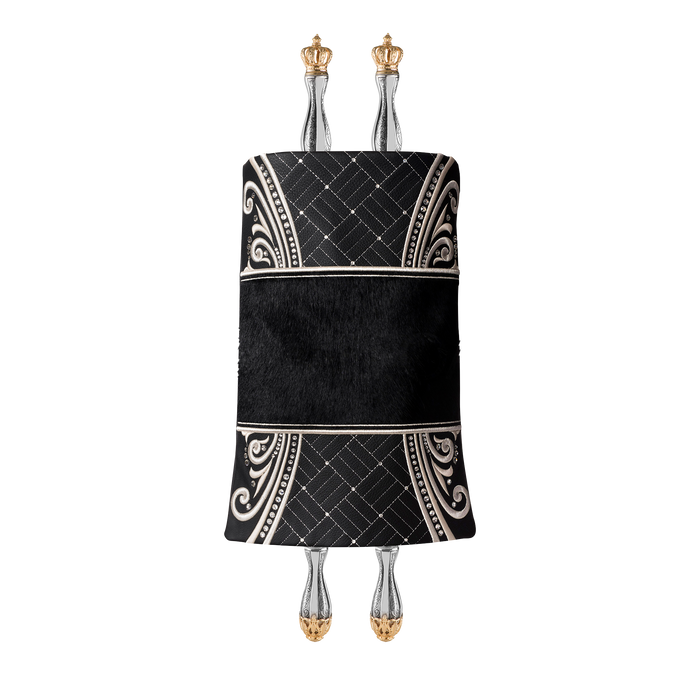 Leather and Fur Torah Mantle - style #362 - Black