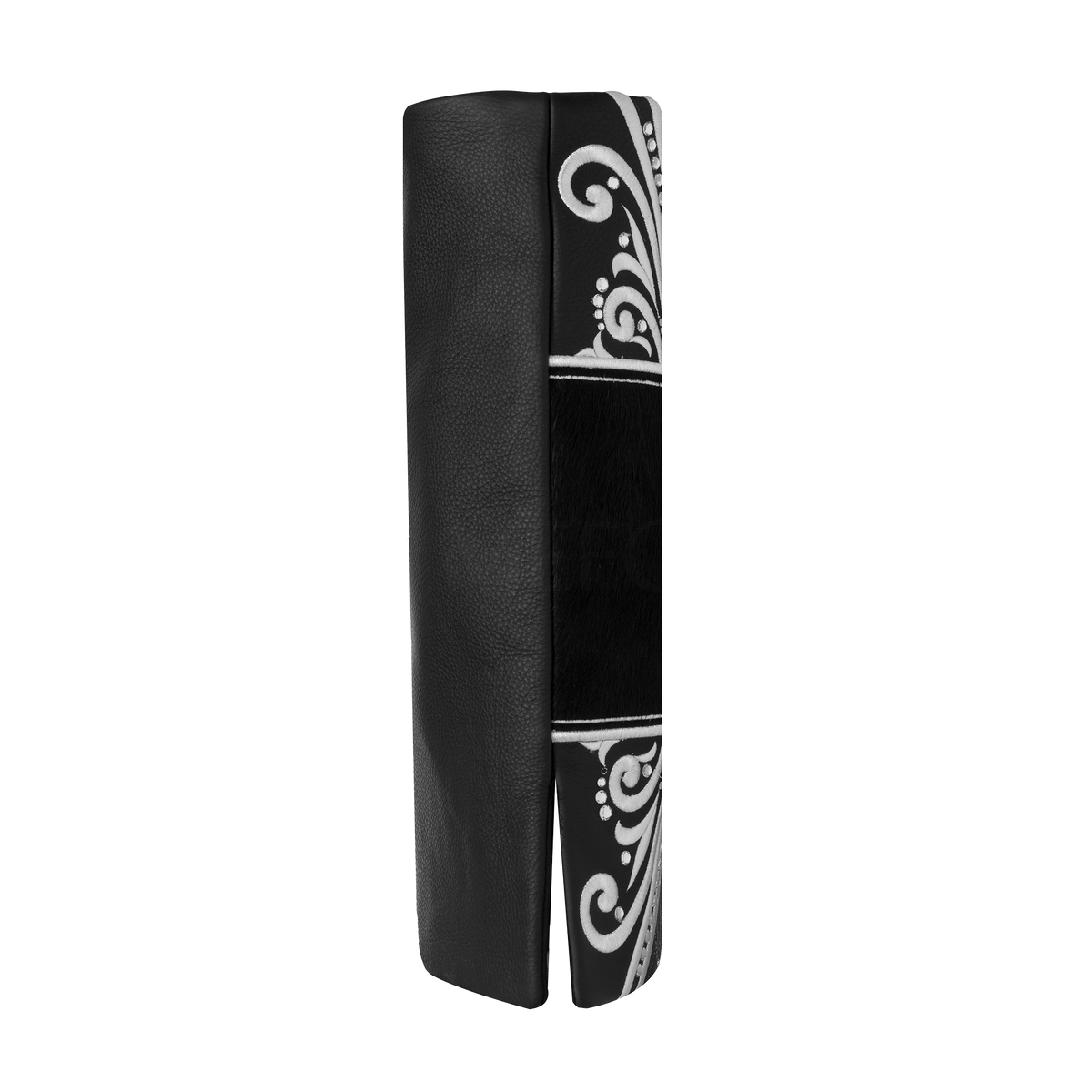 Leather and Fur Torah Mantle, style 362, Black — side view