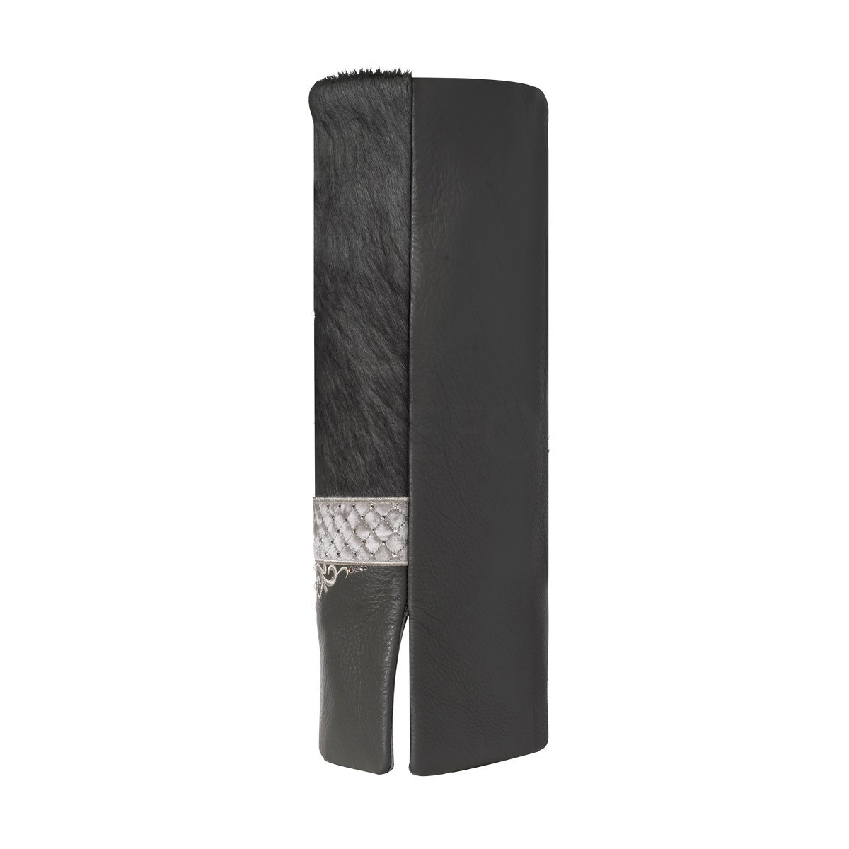 Leather & Fur Torah Mantle, style 323, Grey — side view