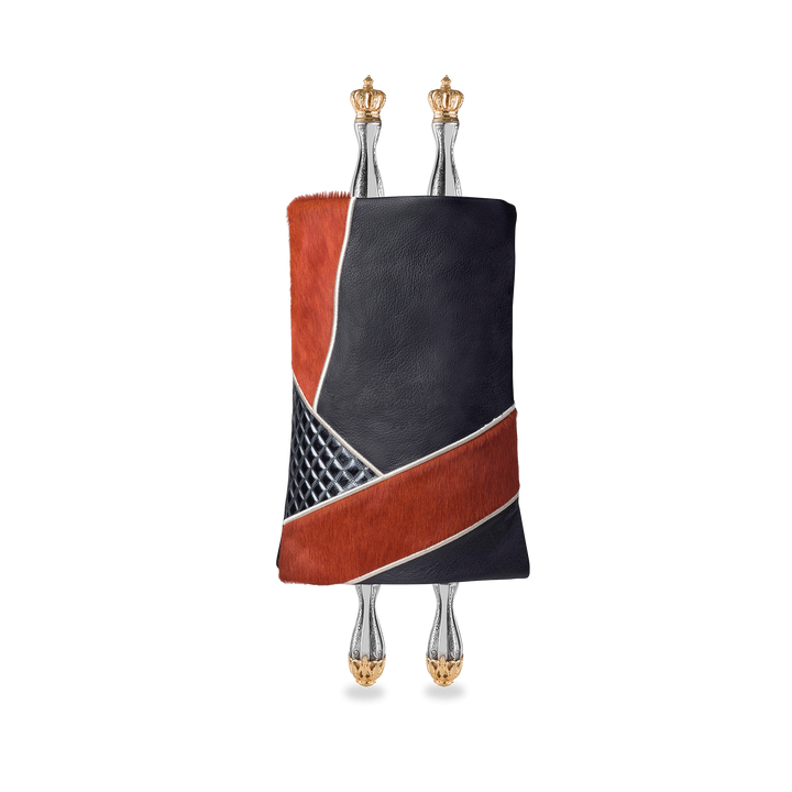 Leather & Fur Torah Mantle - Style #383 Navy