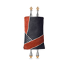 Leather & Fur Torah Mantle, style 383 Navy — front view with Torah rollers