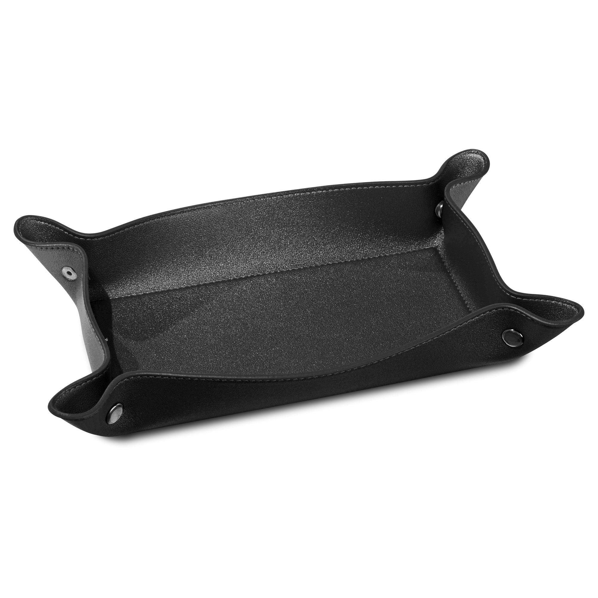 Leather Shabbos Toilet Paper / Tray Guest Towel / Multi-purpose Tray (Black) — Shabbos Tabletop by Waterdale Collection — Lea