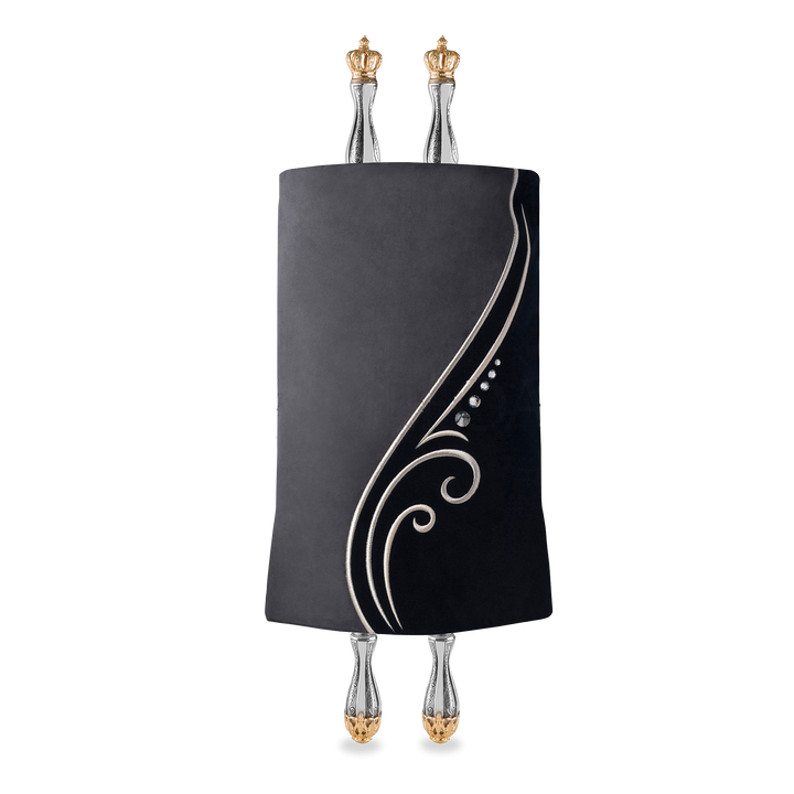 Leather Torah Mantle - Style #359 - Grey and Black